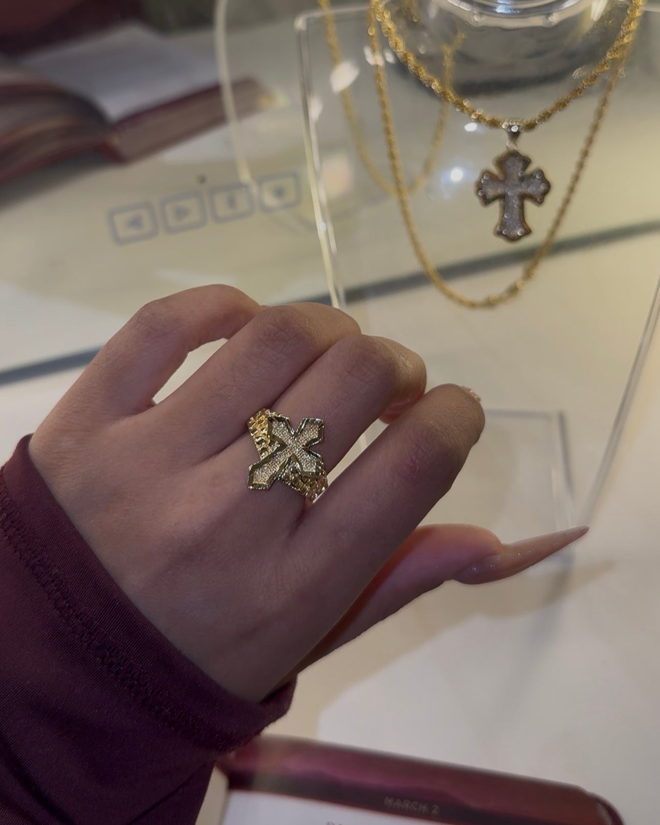 Nugget Cross Ring